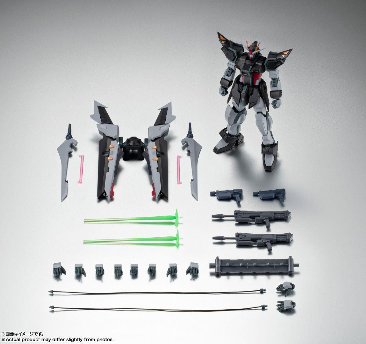 Bandai Robot Spirits -SIDE MS- GAT-X105E+AQM/E-X09S Strike Noir Gundam Ver. A.N.I.M.E. Figure (Mobile Suit Gundam SEED)