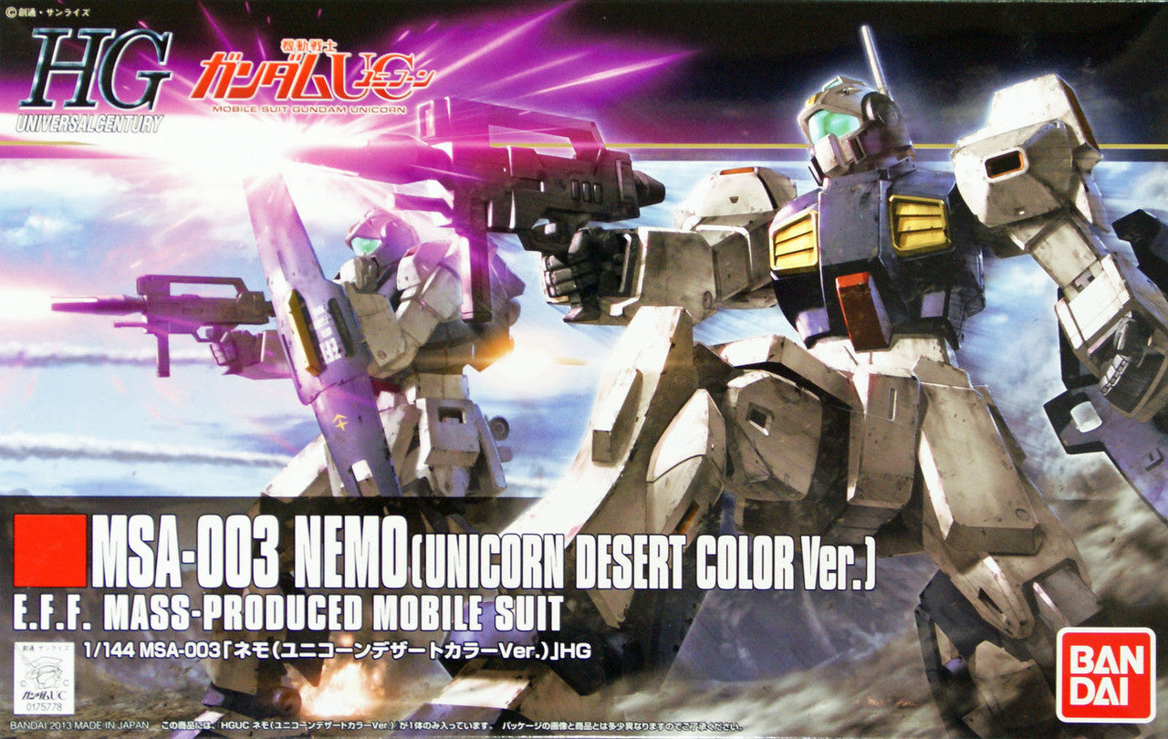  Bandai HGUC 164 Gundam MSA-003 NEMO (UNICORN DESERT COLOR Version) 1/144 Scale Kit