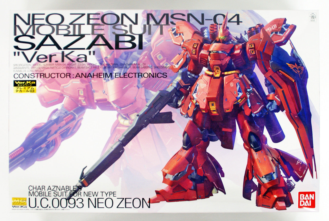  Bandai MG 222415 Gundam Neo Zeon MSN-04 Sazabi Version Ka With Special Decal 1/100 Scale Kit